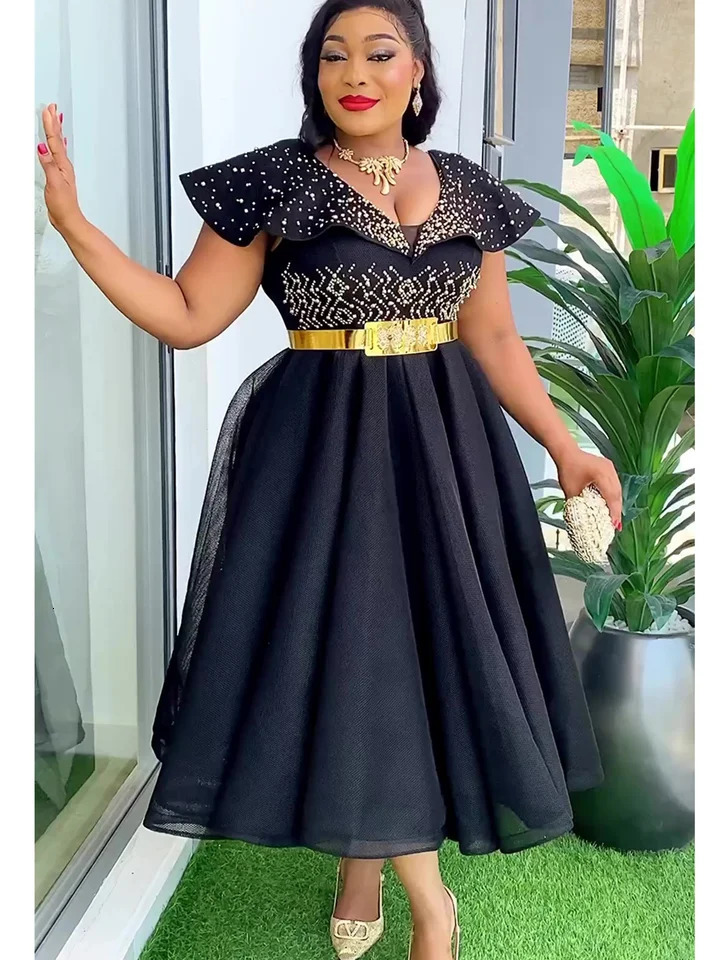 Plus Size African Wedding Party Dresses for Women Dashiki Ankara Evening Gown Elegant Turkey Outfit Robe Africa Clothes 250520