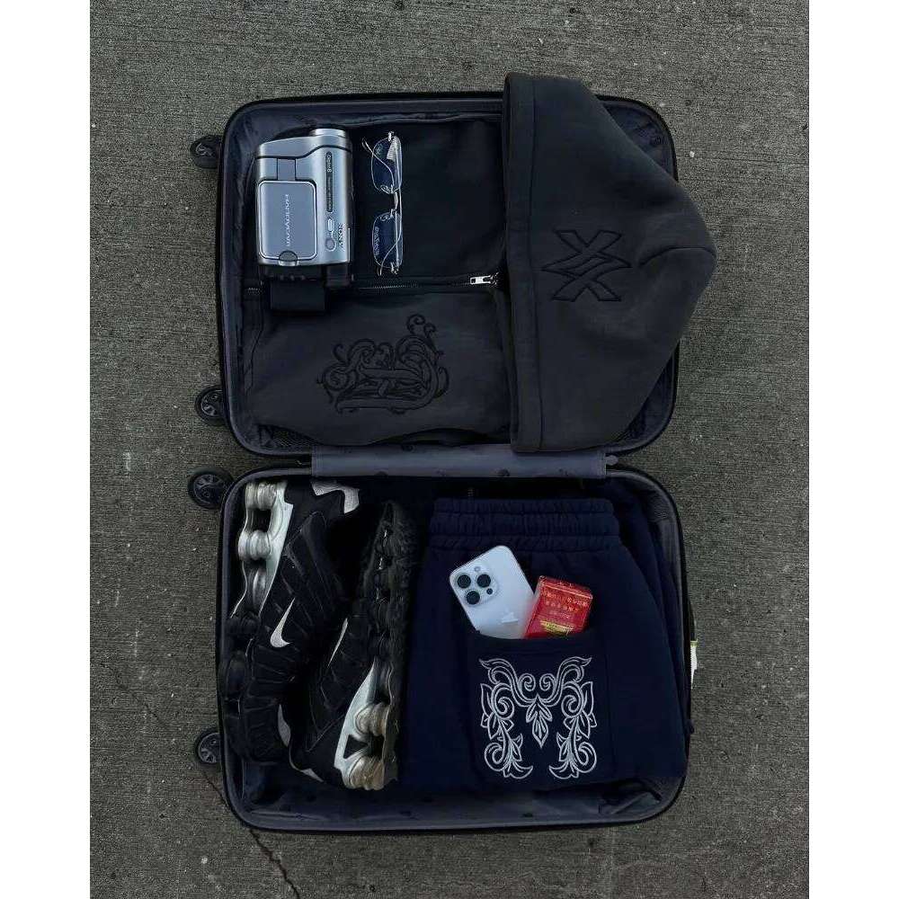 Hip hop fashion Vintage patchwork pattern embroidery design men clothing Y2k set Punk Haruku casual couple oversized tracksuit
