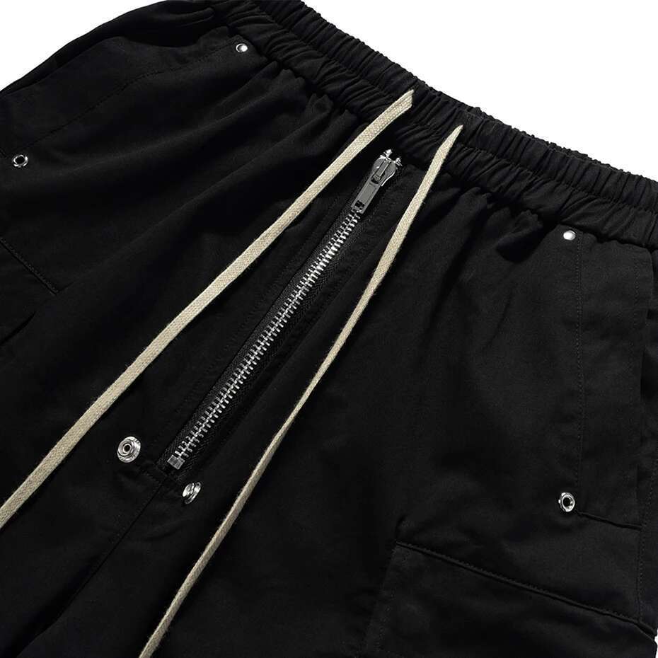 Men Cargo 2025 Summer Black Loose Casual Shorts Side Pocket Wide Leg Short Pants For Male