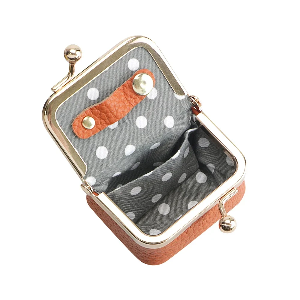 Genuine Leather Mini Coin Purse, Solid Color Kiss Lock Change Pouch, Casual Style Small Storage Bag for Women 1894
