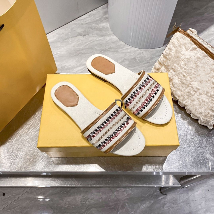 Women's flat slippers metal clasp mule fish mouth summer sandals solid leather Denim with box White Black Red grey