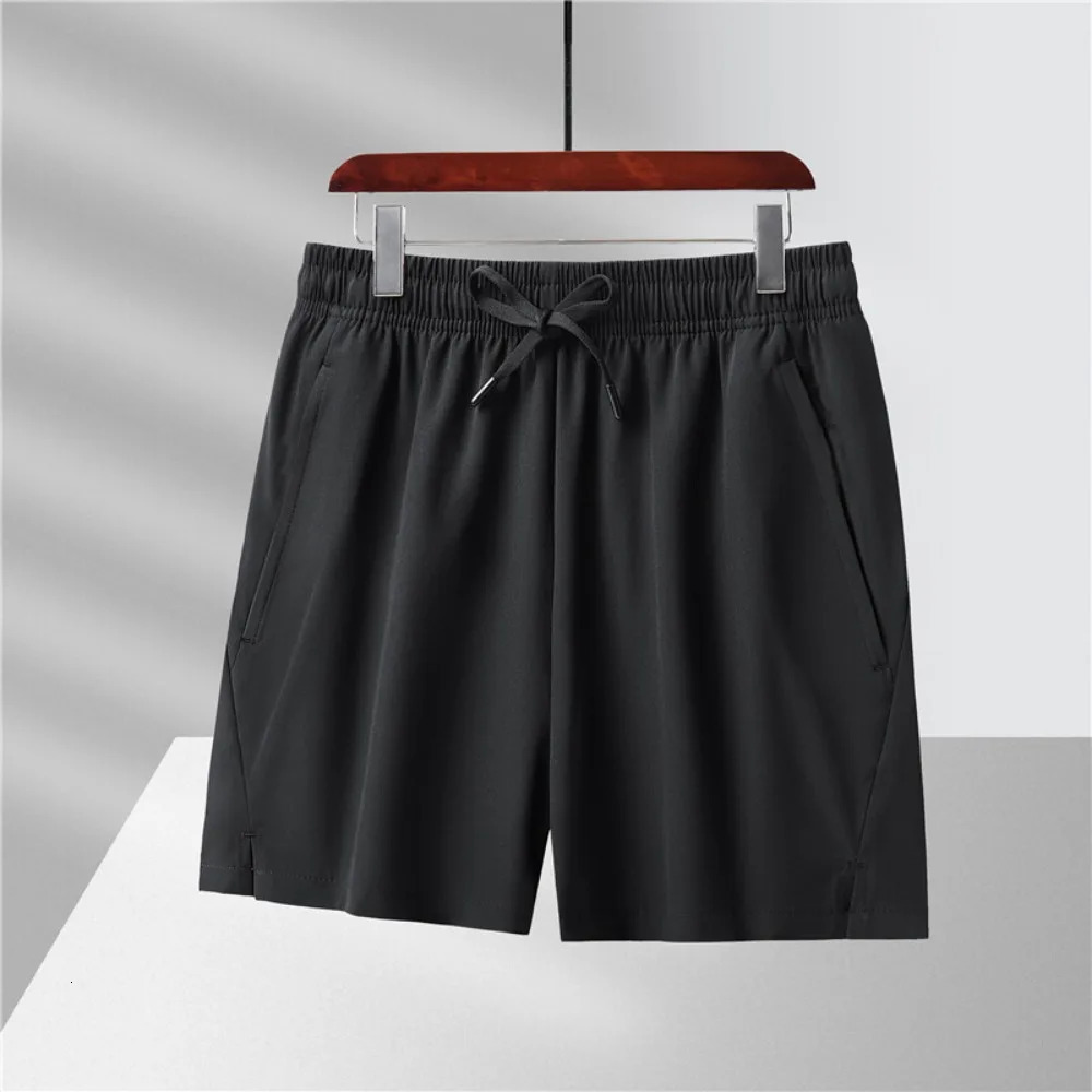 Mens Summer Beach Hawaiian Shorts Casual Solid Color Ice Silk Loose Quick Dry Sports Shorts 250519