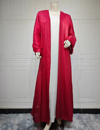 Elegant Muslim Fashion Dubai Women Shiny Satin Open Kimono Abaya Saudi Moroccan Kaftan Elegant Party Clothing Turkish Arab Robes 240821