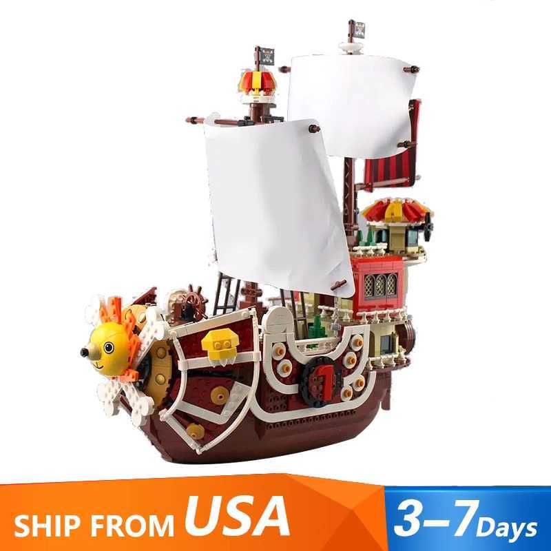 2000PCS Creative Thousand Sunny Ship Model Building Block Anime 9 Figures Pirate Boat Brick Toys Christmas Gifts for Kid W250522
