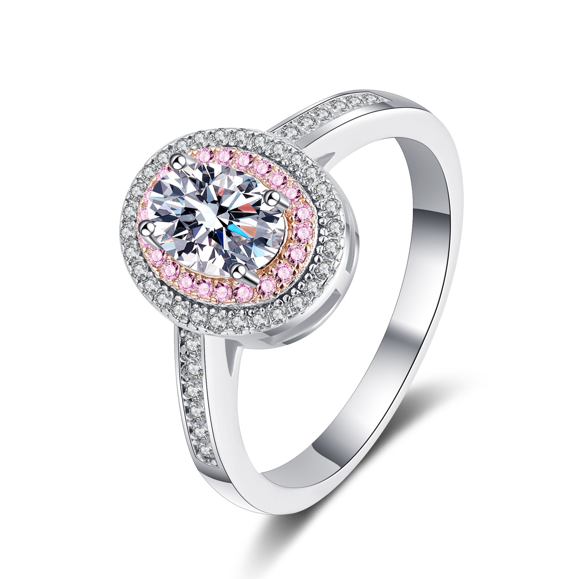 Chic Woman's Wedding Accessory: Sparkling S925 Silver Piece With Stunning Pink Enamel Accent