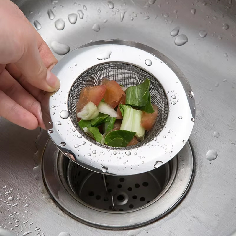Stainless Steel Sink Strainer Washbasin Hair Strainer Sewer Floor Drain Kitchen Accessories Sink Strainer Drain Food Catcher Metal Net Food Slag Stopp