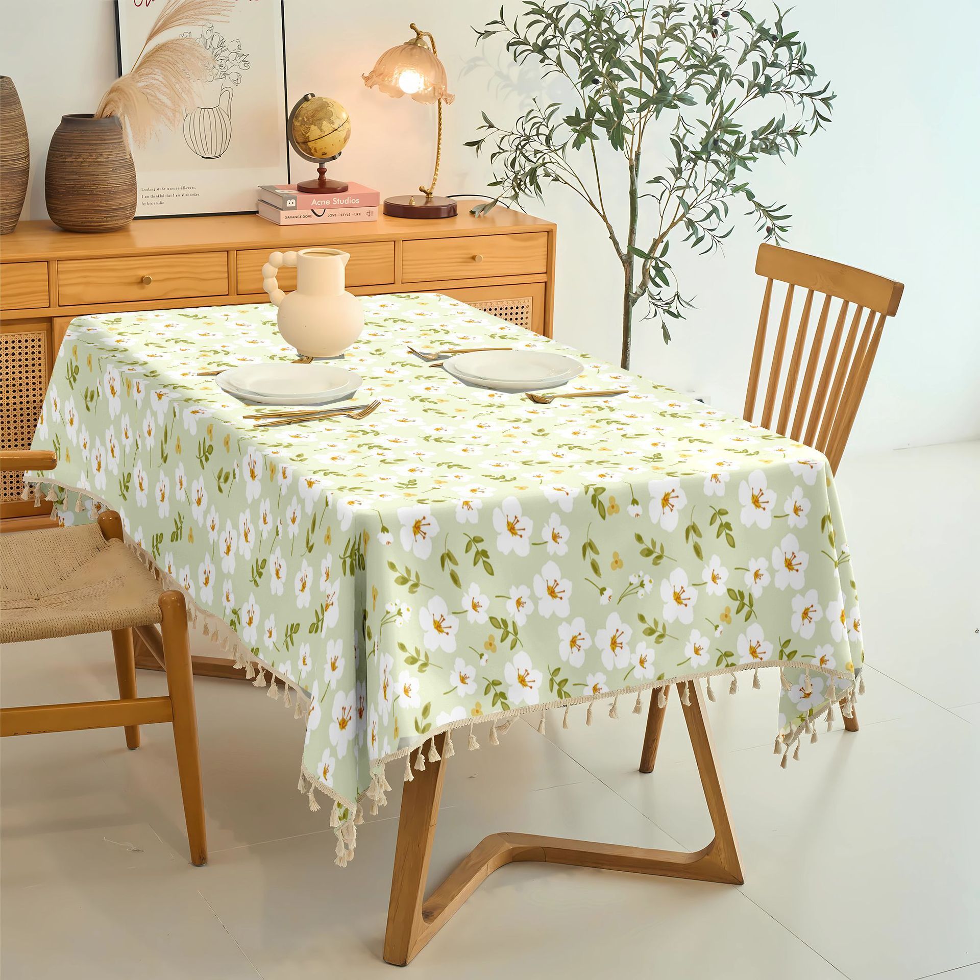 B385 Nordic tablecloth fabric imitation digital waterproof and oil-proof washable rectangular coffee table table mat tablecloth desk net red