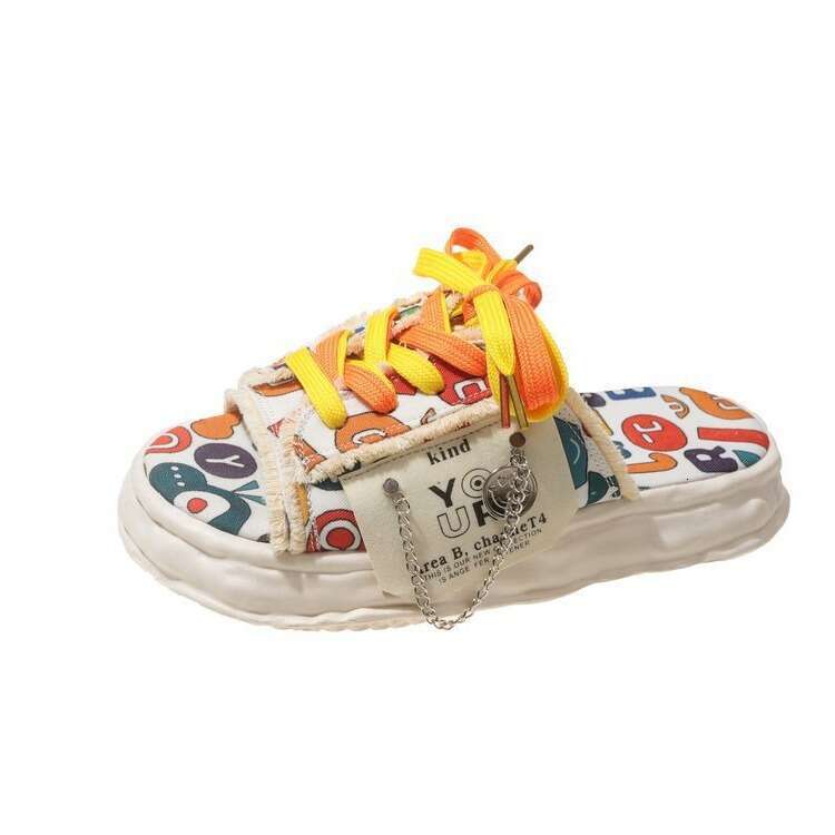 Fashionable Thick Bottom Slippers Summer Graffiti Outerwear New Sandals Small Sponge Bottom Women's Cool Slippers 2025 New Designer Sandals