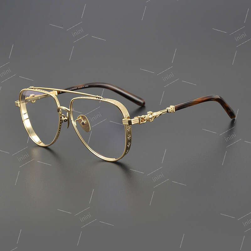 chrome glasses Classic Collection Edition Metal Versatile Gold Carving Men's and Women's Glasses ARMADILDOE Large Frame Myopia Flat Mirror