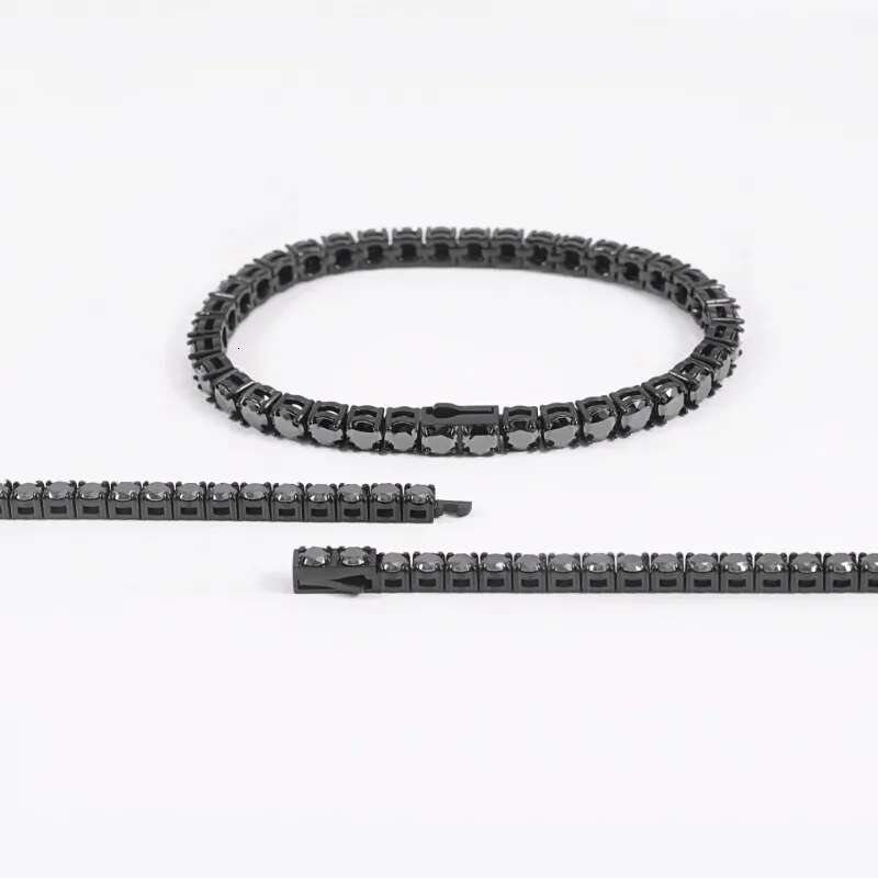 4-5mm Black VVS1 Moissanite Tennis Bracelet 316L Stainless Steel Hiphop Men Jewelry Link Chain Bracelets Pass Tester with Gra