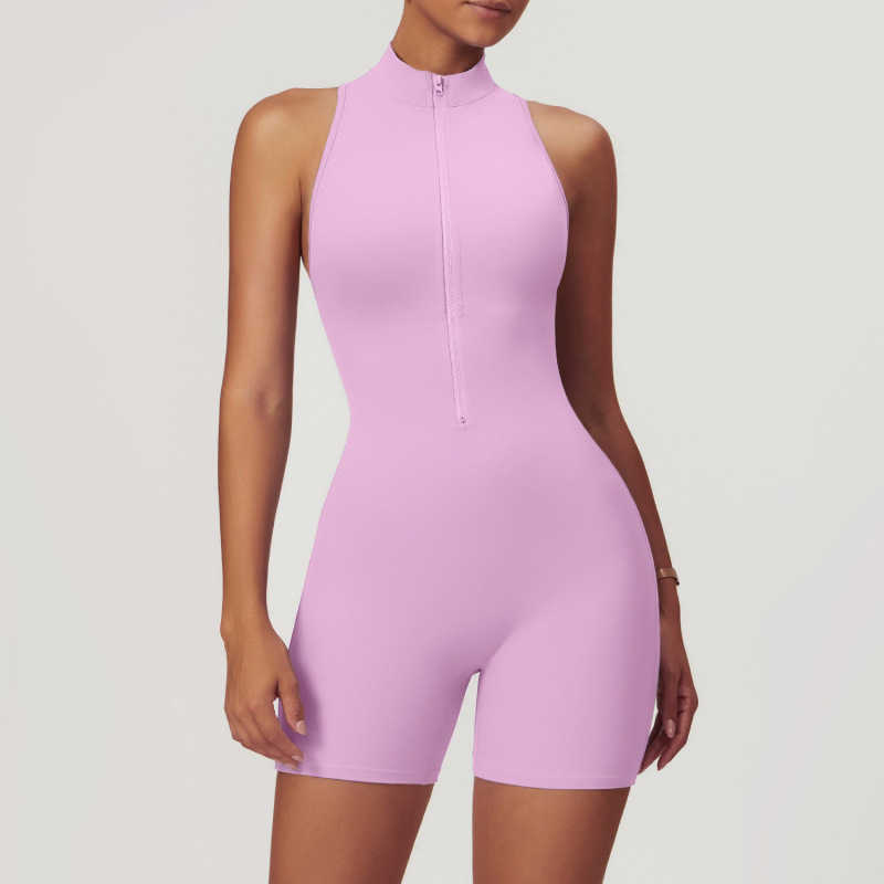 Spring high-intensity exercise, back beauty yoga jumpsuit, zipper nude tight jumpsuit fitness suit, swimsuit for women y250522