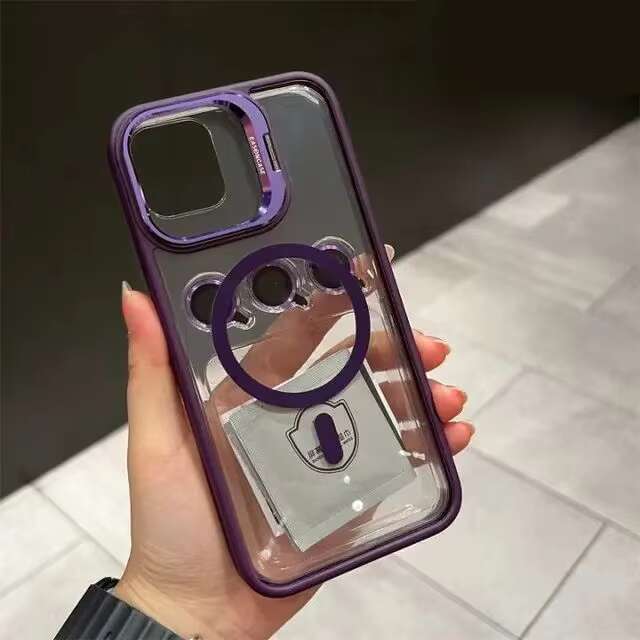 DHgargets Suitable For Apple 16 Phone Magnetic Invisible Bracket, Integrated Lens Film TPU Computer Case