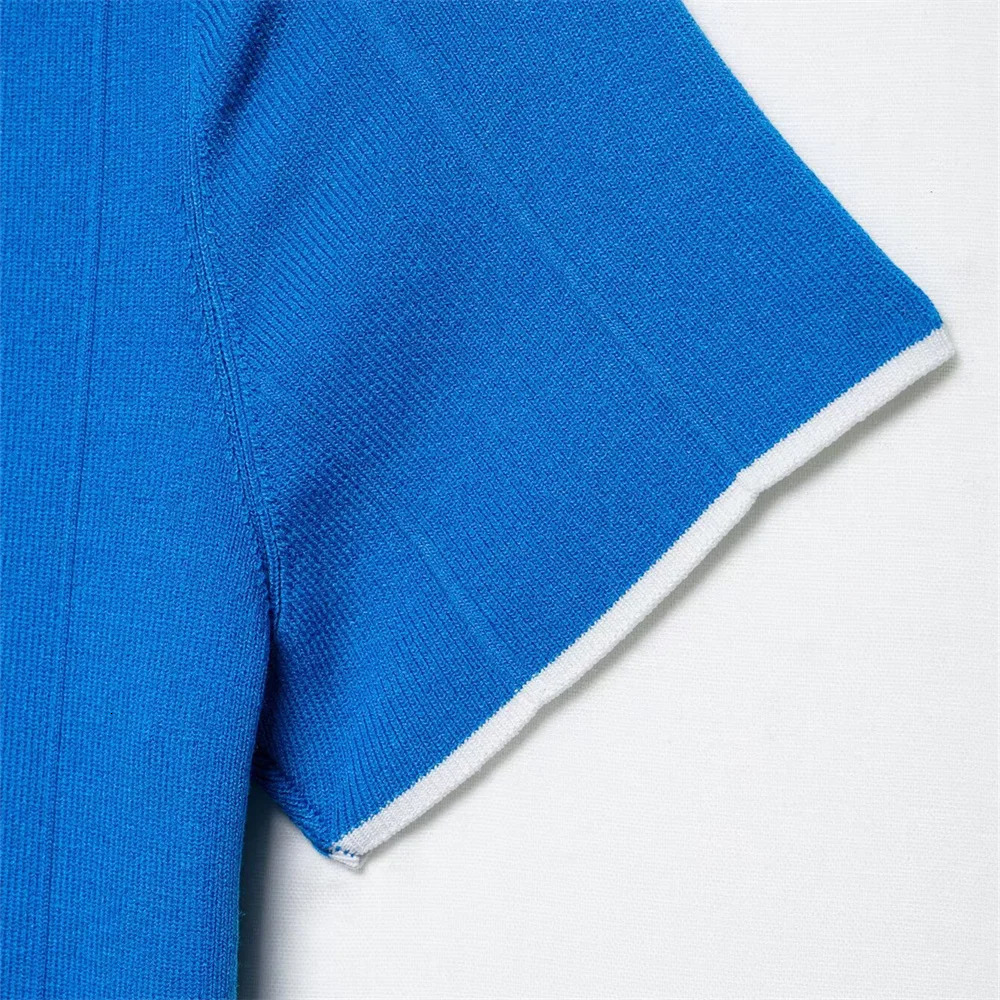 UNIZERA Womens Dress Fashionable Casual Collar Knitted Shirt Style Temperament Summer 250522