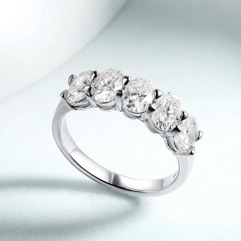BXINY Full Oval Cut Moissanite Eternity Rings S925 Silver D Color 3*5mm Diamond For Women Promise Wedding Band Jewelry Gifts GRA