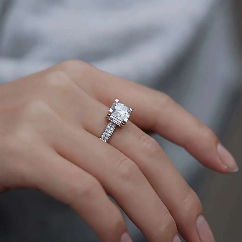 BXINY 1/3Carat Moissanite Rings Sterling Sier For Women GRA Certified Lab Dia Classical Wedding Band Fine Jewelry Gift