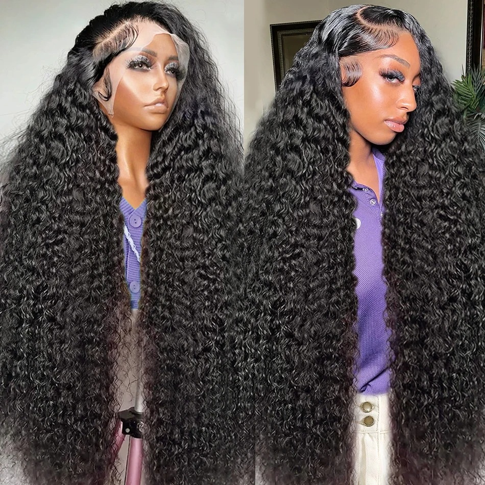 13x6 Hd Lace Frontal Wig Deep Wave 250 Density Curly Human Hair Preplucked Water Wave Front Wigs For Black Women Brazilian Synthetic