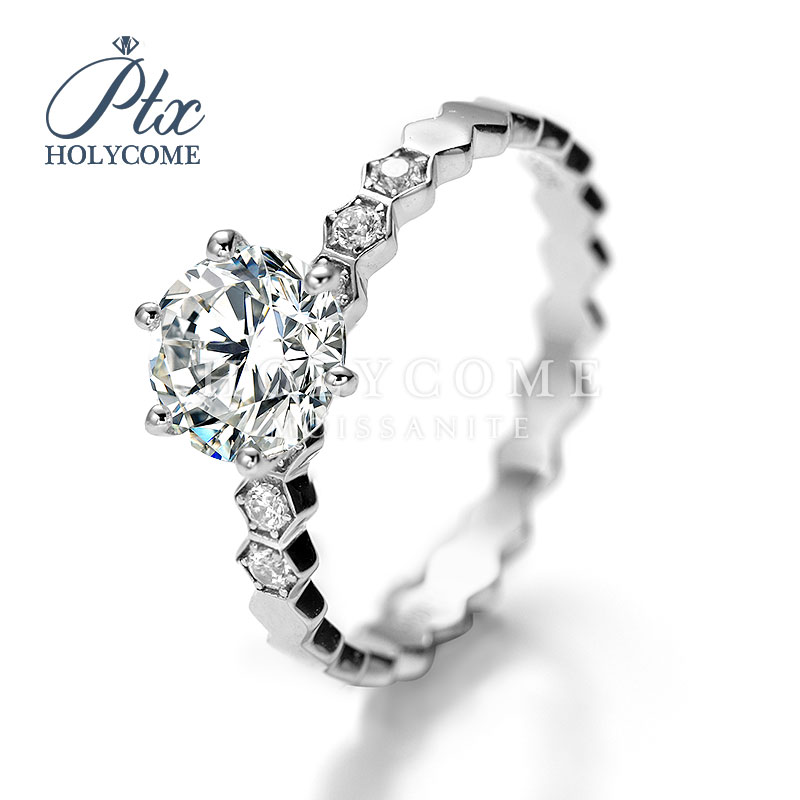 Sparkling Luxury Ring 925 Sterling Silver Gold Plated Fashion Women D Color VVS1 Moissanite Diamond White Moissanite Wedding Gift Ring Jewelry