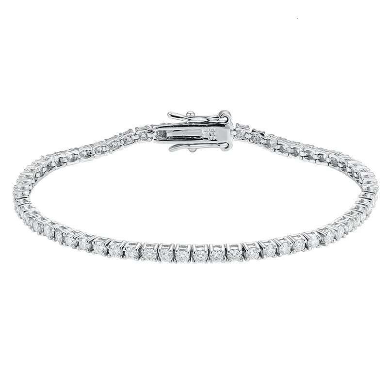 2mm/0.03ct Real Moissanite Tennis Bracelet Women 925 Sterling Silver Lab Diamond Link Chain Bracelets Bangle Platinum Plated Gra