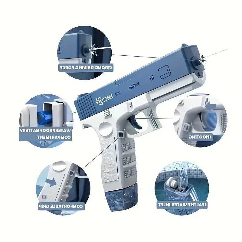 Rechargeable Electric Burst Water Gun - Perfect Summer Water Play Toy for Kids 5+! Christmas Halloween Thanksgiving Gift Y250522