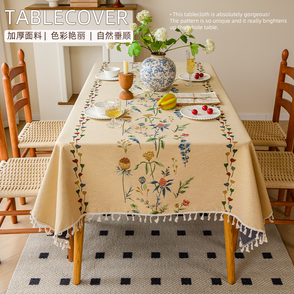 New style tablecloth retro American pastoral style embroidery decoration coffee table cover decoration TLJF01