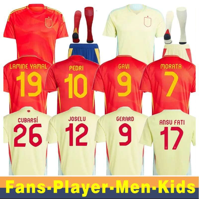 2024 Hommes Kid Kit Espana Football Shirt Soccer Jersey Espagne Torres Gavi Rodrigo Pedri Lamine Yamal Morata Away Team Maillot Camiseta Player Edition Fans