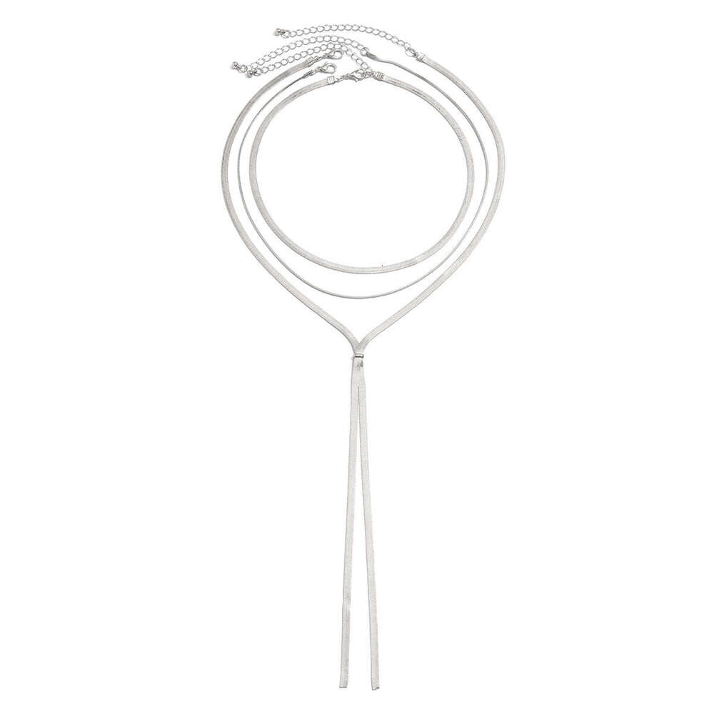 Unique Hip hop Snake Bone Chain Collarbone Chain Chocker with French Tassel Metal Necklac