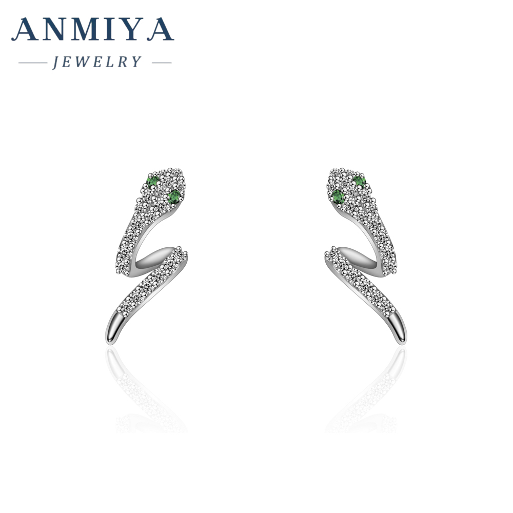 Custom Women Personalized Animal Snake Wrap Stud Earrings Gold Plated CZ 925 Silver Serpent Snake Shape Jewelry Earrings