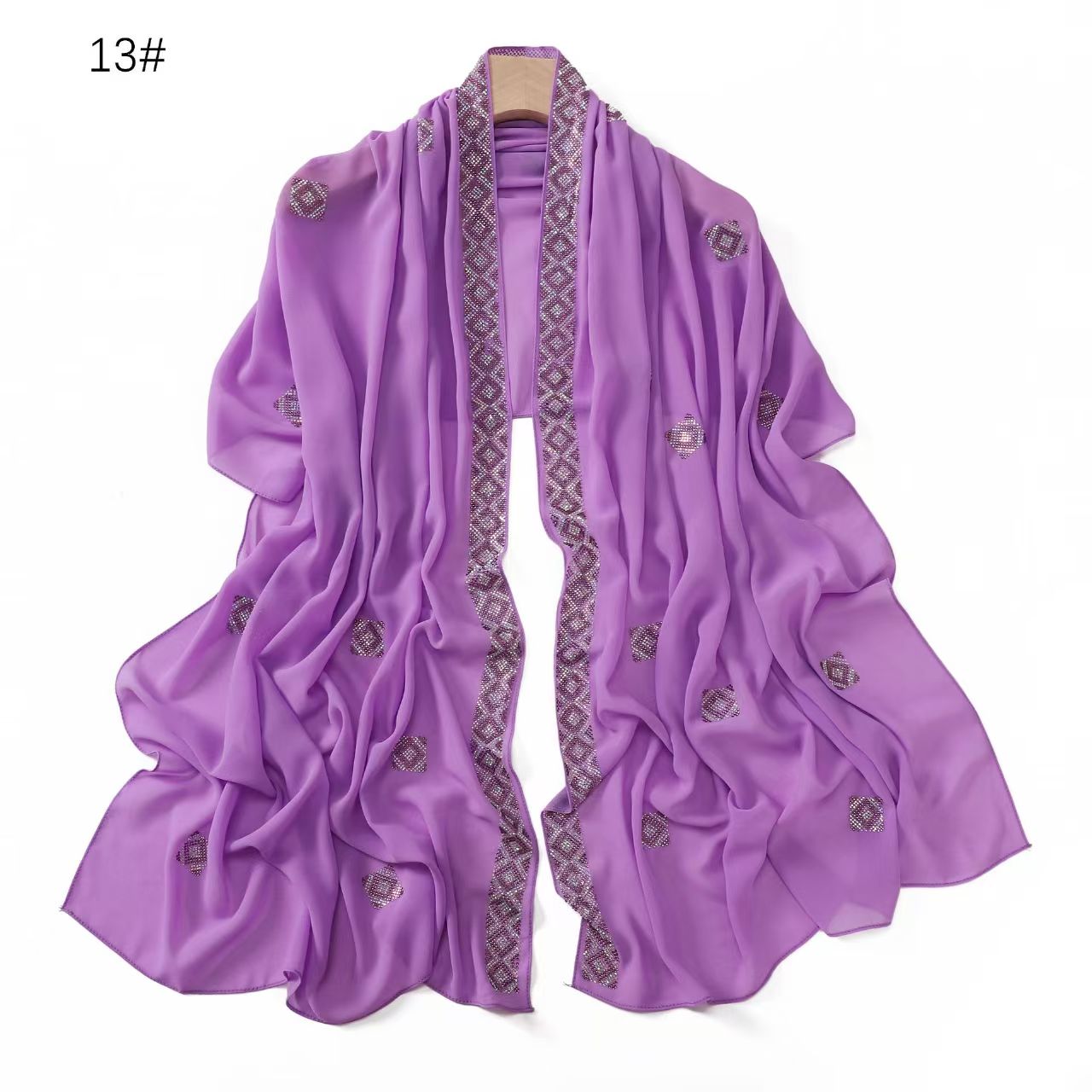 DDDD solid color chiffon long scarf boutique Czech diamond scarf headscarf scarf ladies shawl