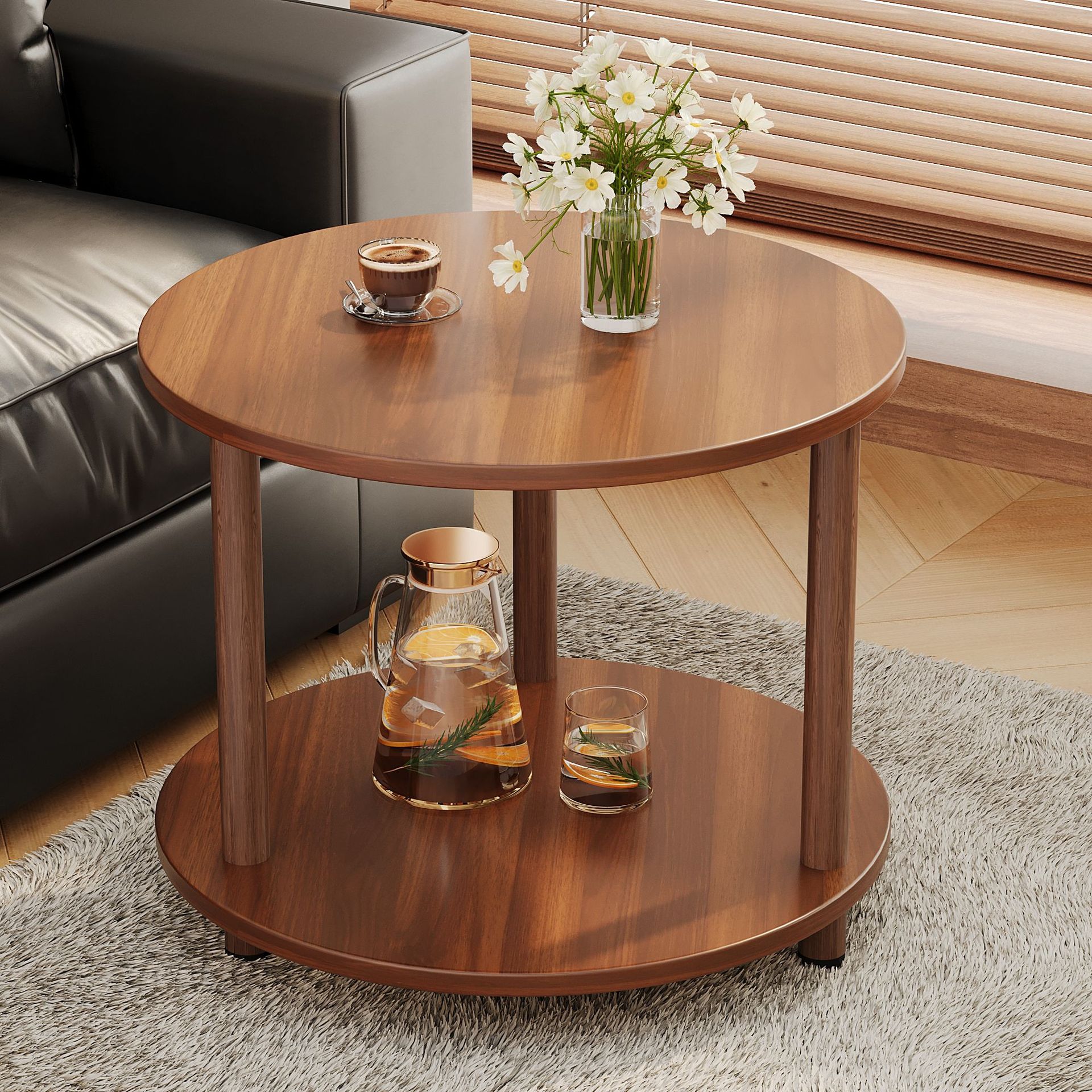 B5225 Side table movable small round table coffee table living room small apartment