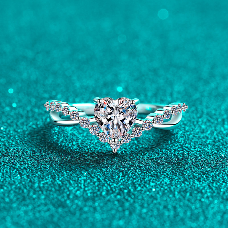 Sophisticated Bridal Accessory: Premium Grade Lab-Grown Simulated Stone Adorning an Artful Heart Silhouette