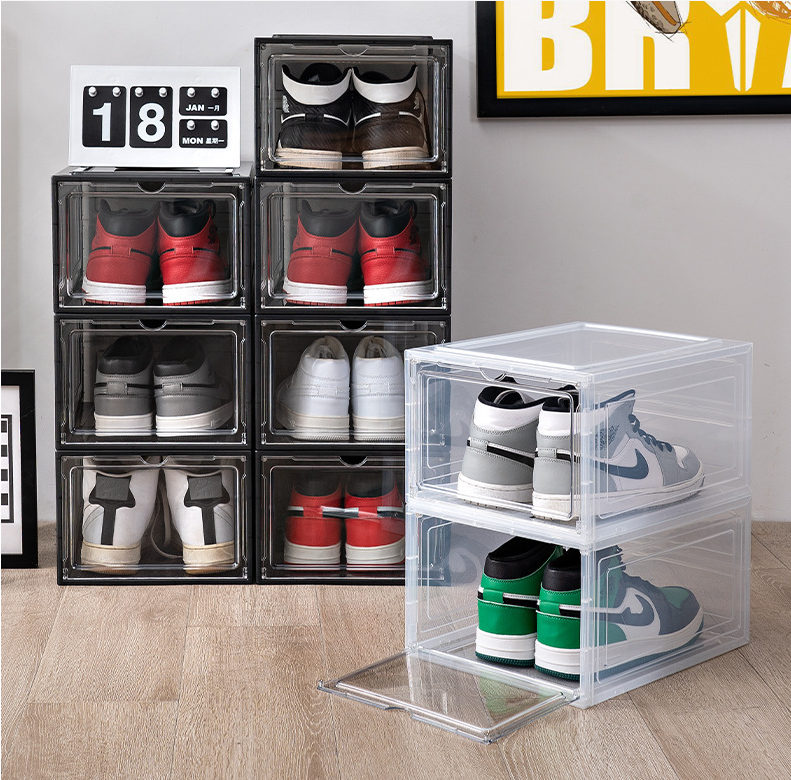 PP thickened transparent shoe box storage, plastic magnetic dust - proof acrylic storage box, shoe combination shoe cabinet, wholesale