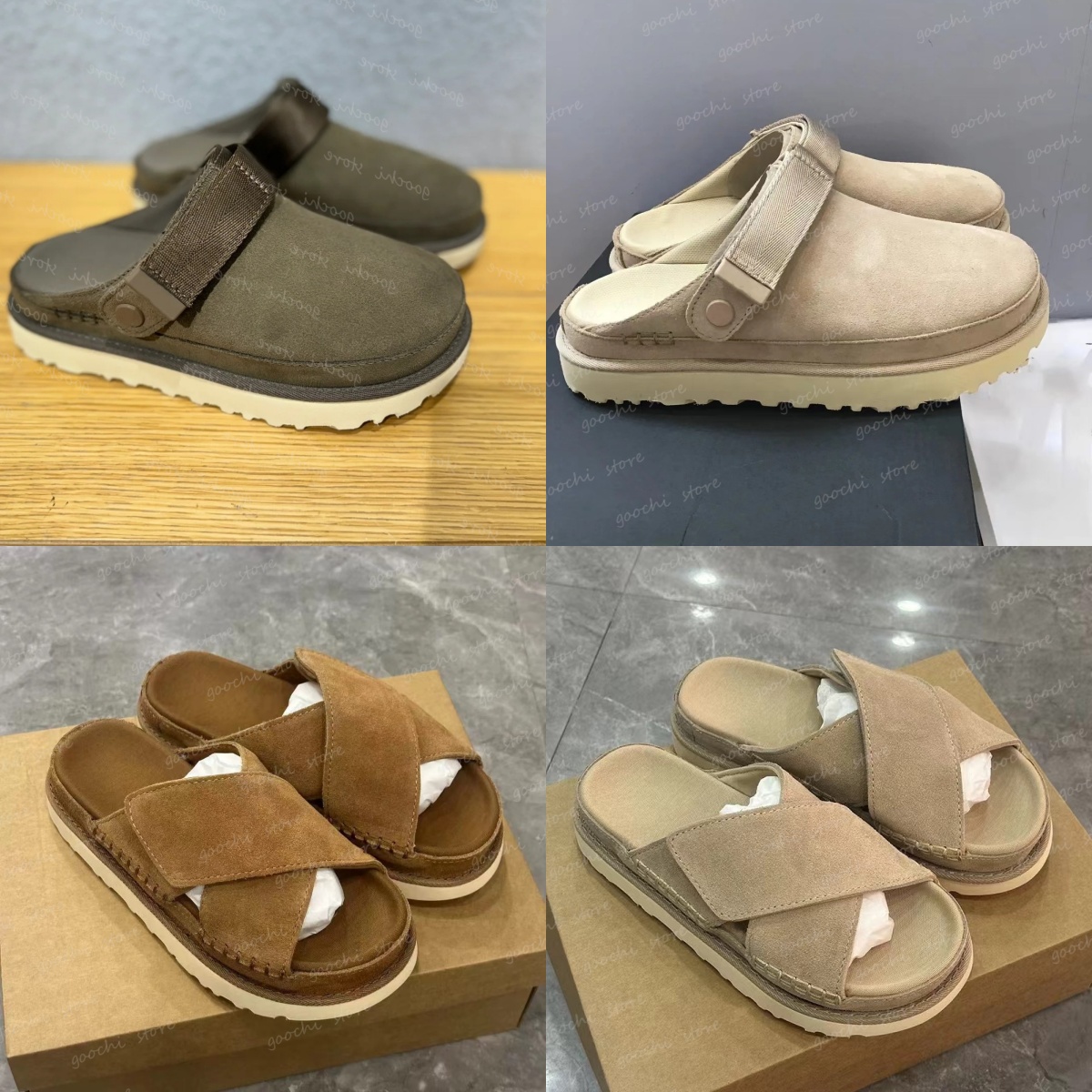 slippers Leather suede Couple soft soled hooded sandals New spring summer styles wearing two pairs of Haken shoes wearing lazy half drag trendy shoes on the outside