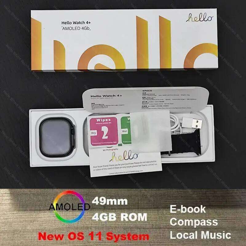 2025 New Hello 4 Ultra 2 Smartwatch 49mm 4G ROM NFC GPT GPS Compass Clock Bluetooth Call Smart Watch Men Women 3 Plus