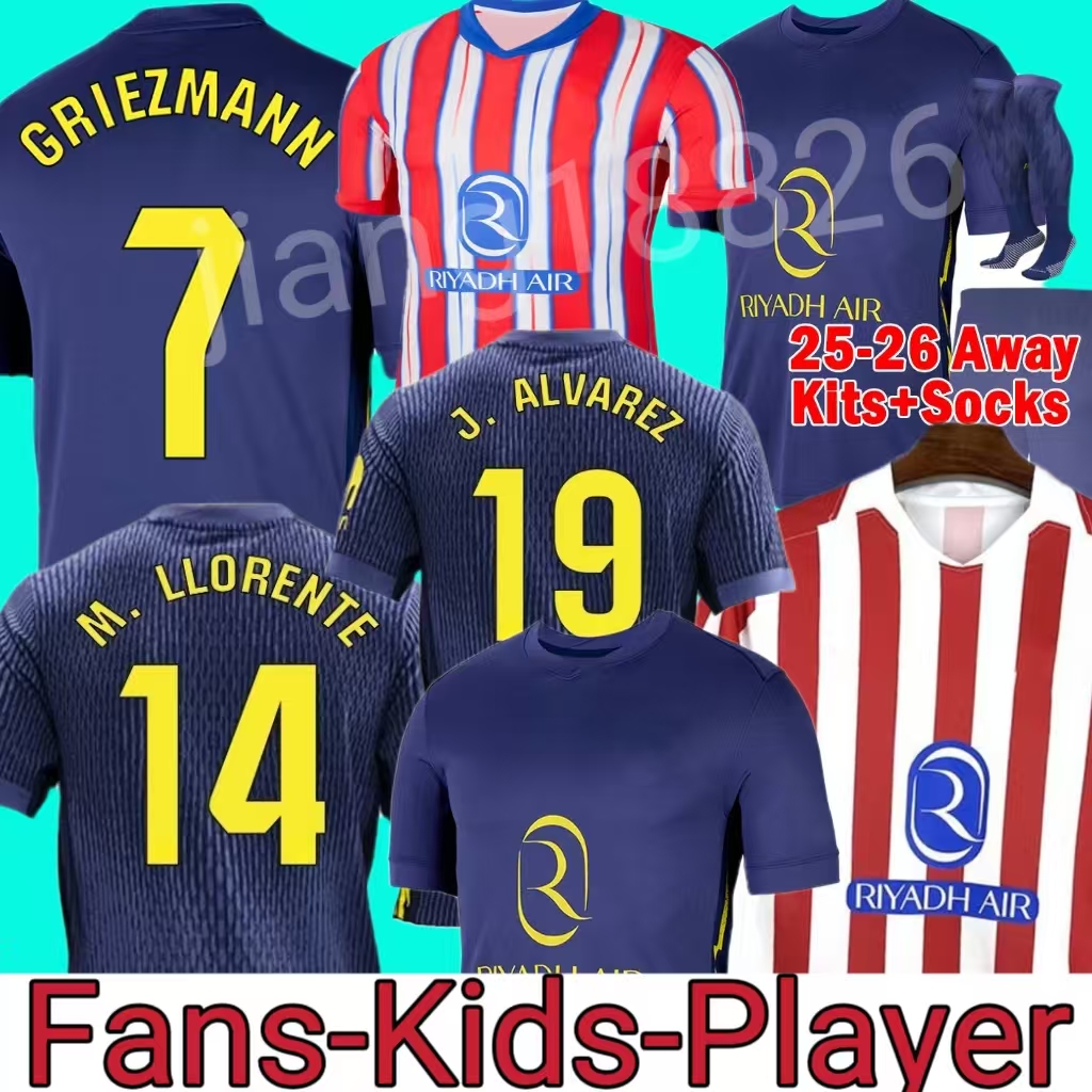 Atletico Madrids soccer jerseys GRIEZMANN 2025 2026 120th anniversary 25 26 J.ALVAREZ M.LLORENTE KOKE SAUL Correa LEMAR football shirt men kids kit sets uniforms