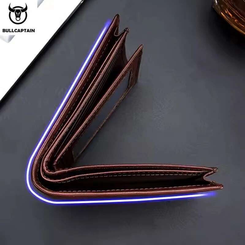 BULLCAPTAIN Genuine Leather Male Brand Designer Business Multi-function Storage Purse Rfid Card Package Wallet Men