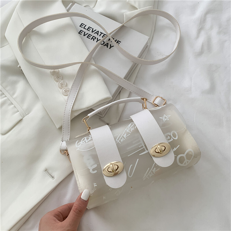Free Delivery Designer Bag Summer Transparent Jelly Small 2025 Fashion Simple Casual Handheld Graffiti For Women Single Shoulder Crossbody Bag Luxury 