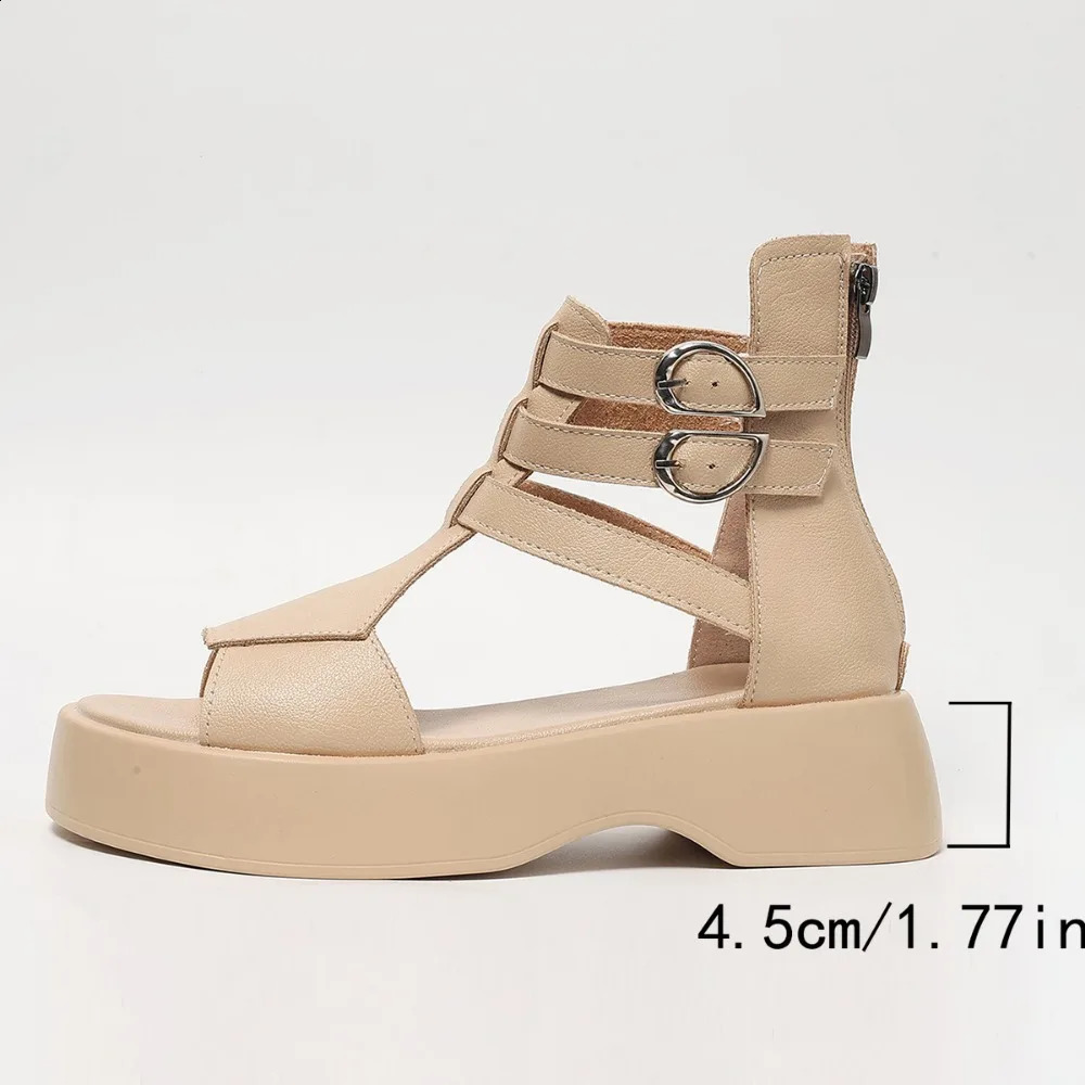 Retro Women Sandals Fashion Leather Women Boots Breathable Platform Shoes er Mid Heels Women Wedges Shoes Sandalias Mujer 250521