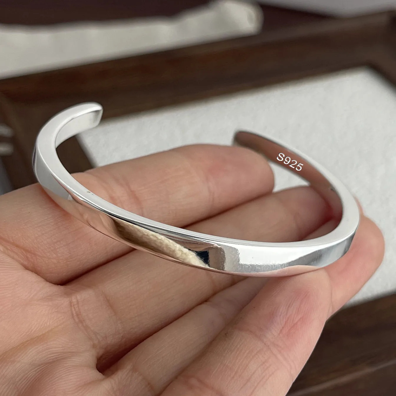 925 Sterling Silver Bracelets for Women Men String Accessories Trend Vintage Narrow Simple Pendant Party Jewelry Gift 250522