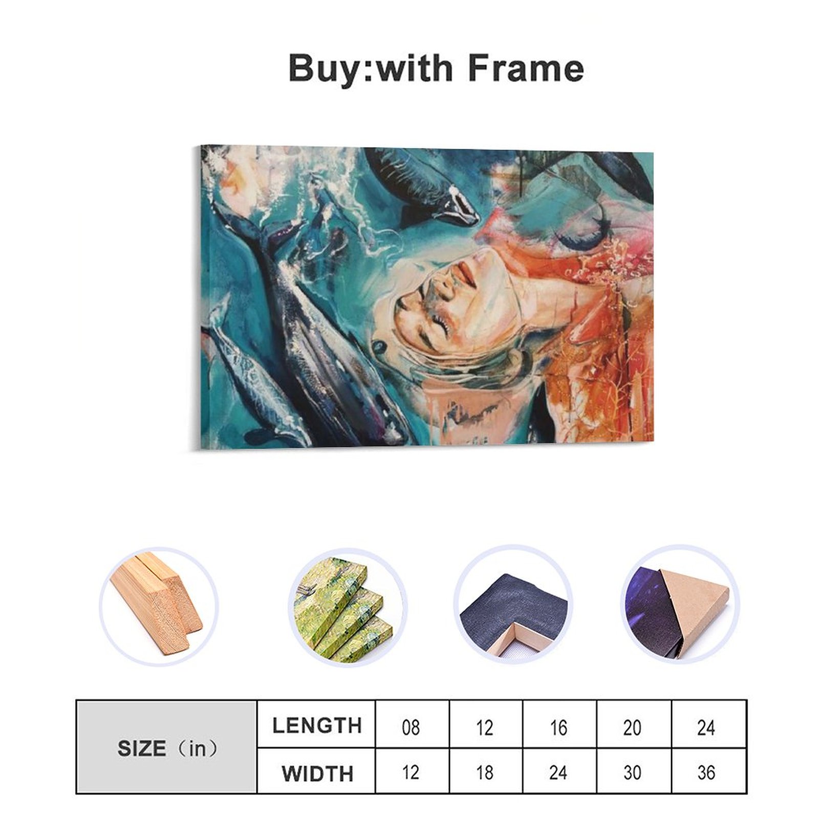 Home Decor Luxury Hanging Picture-Rectangle Color Whale Orca Sea Body Abstract Frame-style Canvas Prints Wall Painting Wall Art Decor Print Picture Pa