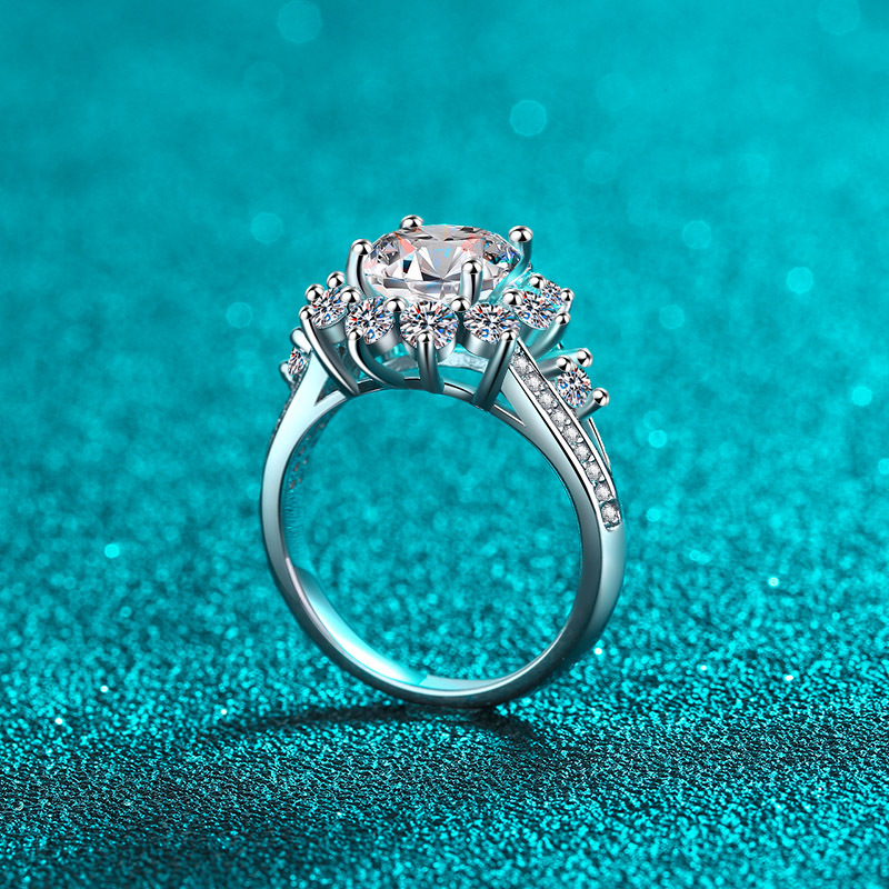 Elegant S925 Sterling Silver 3ct Moissanite Ring with PT950 Gold Plating - Luxury Engagement Ring for Women with Timeless Design