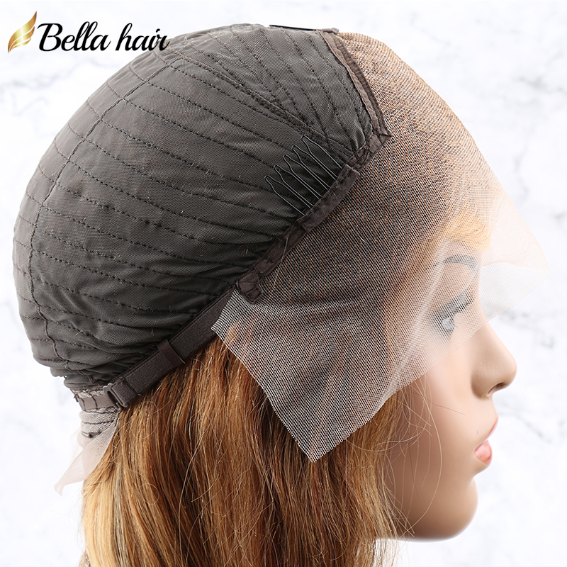 Lace Front Wig Human Hair 200% Density Piano Color Wigs 4/27 Honey Blonde 13x4 Highlight Blunt Straight Pre Plucked Bleached Knots Transparent Lace Fr