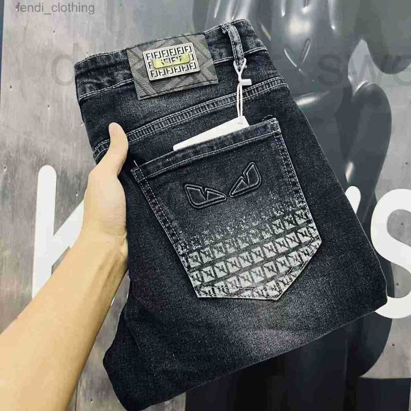 Men's Jeans Designer Brand Luxury Printed Embroidered Spring Autumn Slim Fit Small Straight Leg Pants Personality Casual Versatile Trendy UCOW
