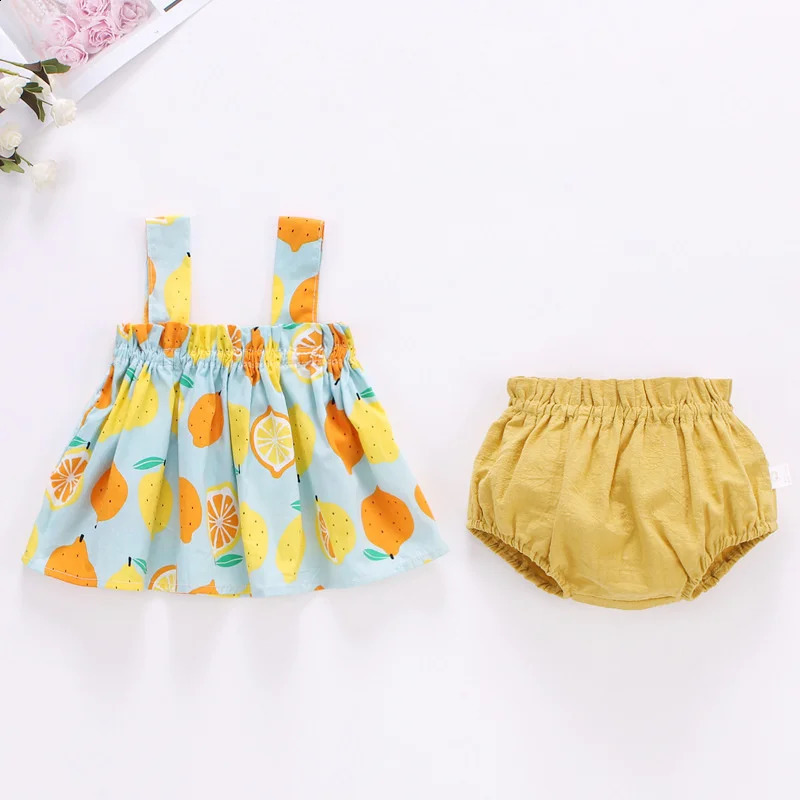 Summer born Baby Clothes For Girls Boys Set Print Thin Mini Dress And PP Shorts 2Pcs Infant Clothing Outfit 624M 250517z