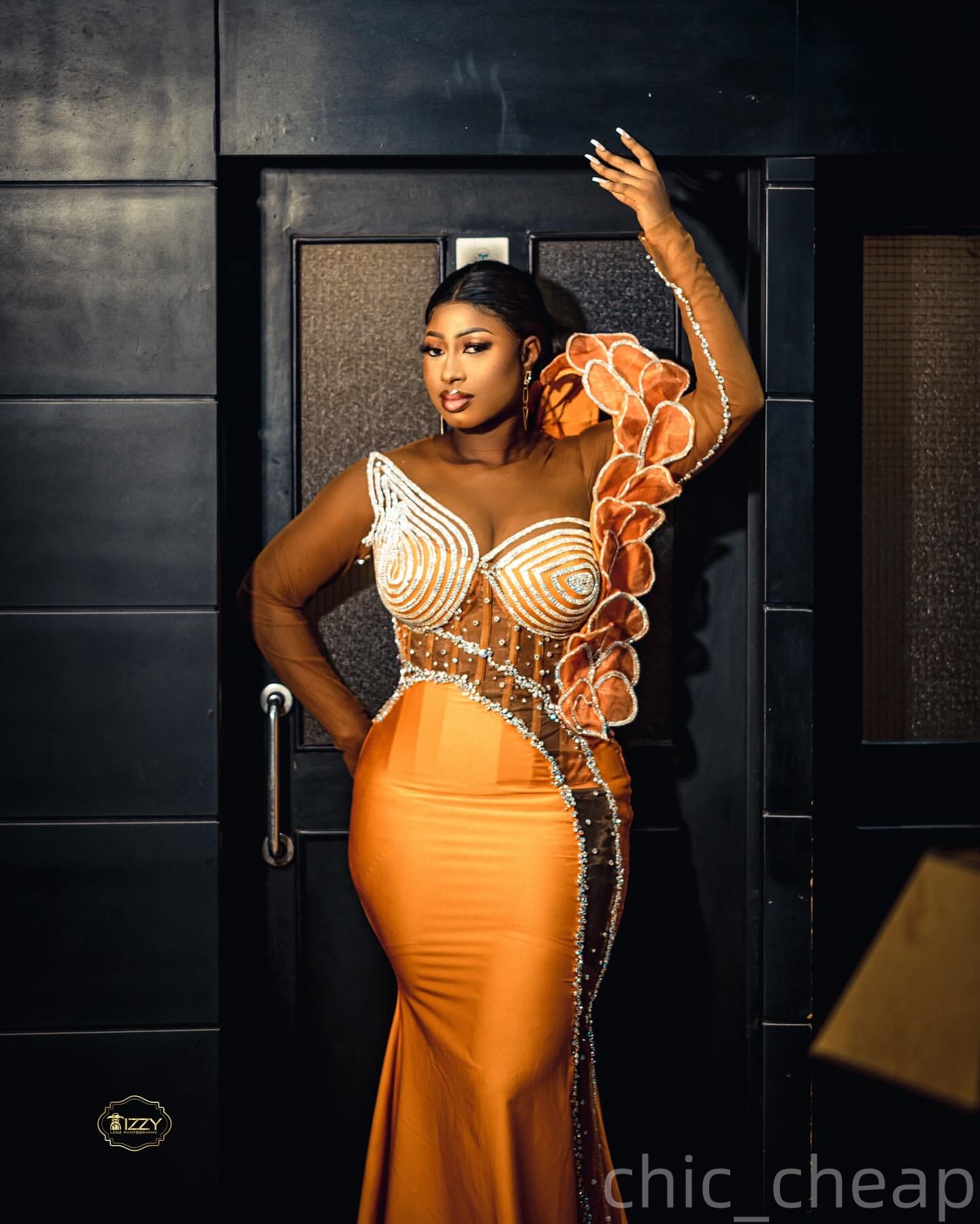 Mermaid Orange Plus Size Prom Dresses 2025 Crystals Florals Satin Illusion Evening Formal Party Second Birthday Engagement Gowns Dress For Special Occ