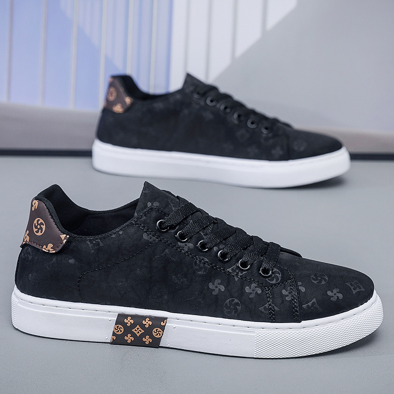 2025 Summer New style hot sale greye black shoes men casual printed matching color skate shoes thick sole lightweight Comfortable shoes Hip-hop style 