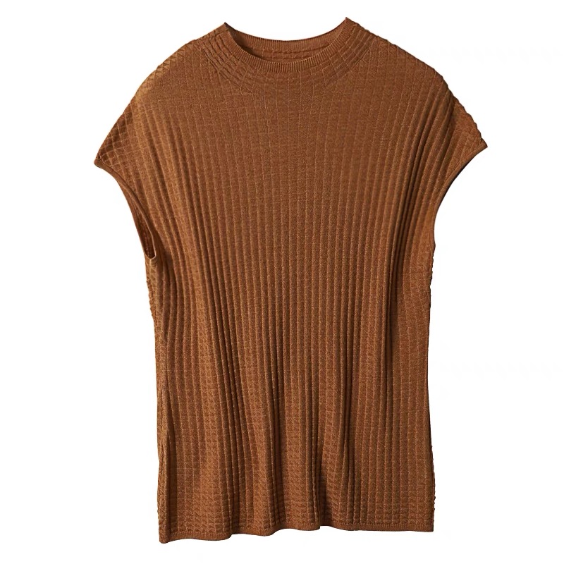 Short Sleeve Half High Neck Knit Bottom Shirt Thin Inner Tops