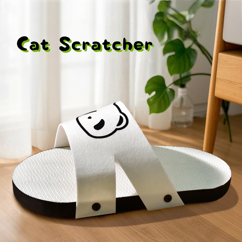 Slipper-Shaped Cat Scratcher with Cozy Felt Arch & Durable Kraft Paper Base - 50x27x18cm (19.7''x10.6''x7.1'')