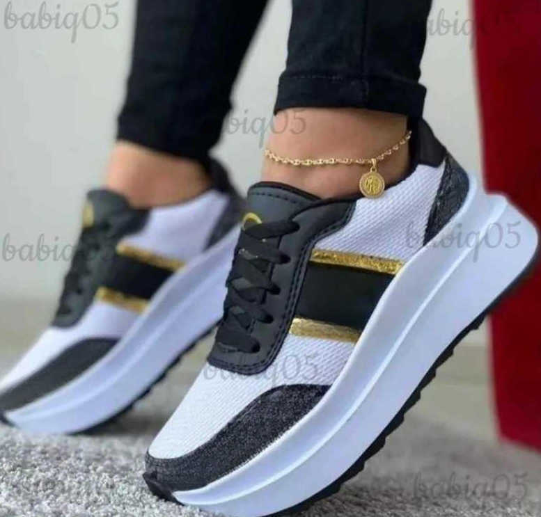 Dress Shoes 2024 Womens Spring New PU Leather Fashion Lace Sports Shoes Casual Thick Sole Anti slip Womens Vulcanized Shoes T250522