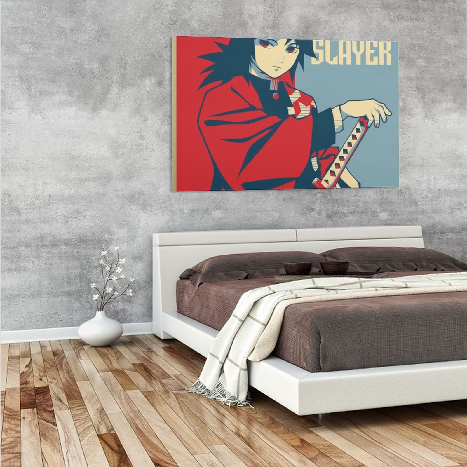 Wall Art Hanging Picture-Rectangle Demon Slayer Giyu Tomioka Cartoon Frame-style Canvas Prints Wall Painting Picture Paintings for Living Room Home De