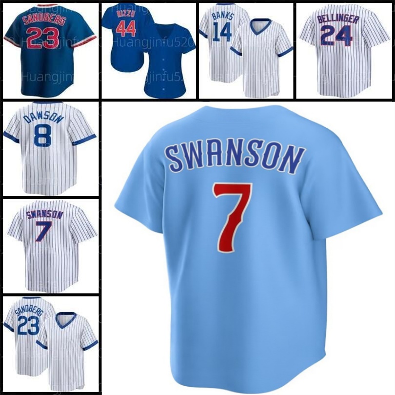 Wrigleyville Dansby Swanson Baseball Jersey Cody Bellinger Marcus Stroman Ernie Banks Seiya Suzuki Brad Boxberger Ian Happ Nico Hoerner Ryne Sandberg
